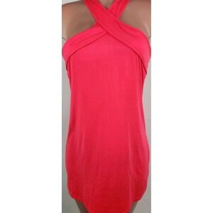 Fabletics Halter Neck Chicago Mini Dress in Hot Coral‎ Pink Size Medium